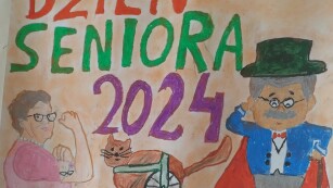 Plakat wykonany przez uczniów ZSCHiPS z okazji Lubelskich Dni Seniora - na plakacie napis: 