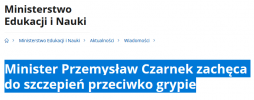 Minister Przemysław Czarnek zachęca do szczepień przeciwko grypieMinister Przemy